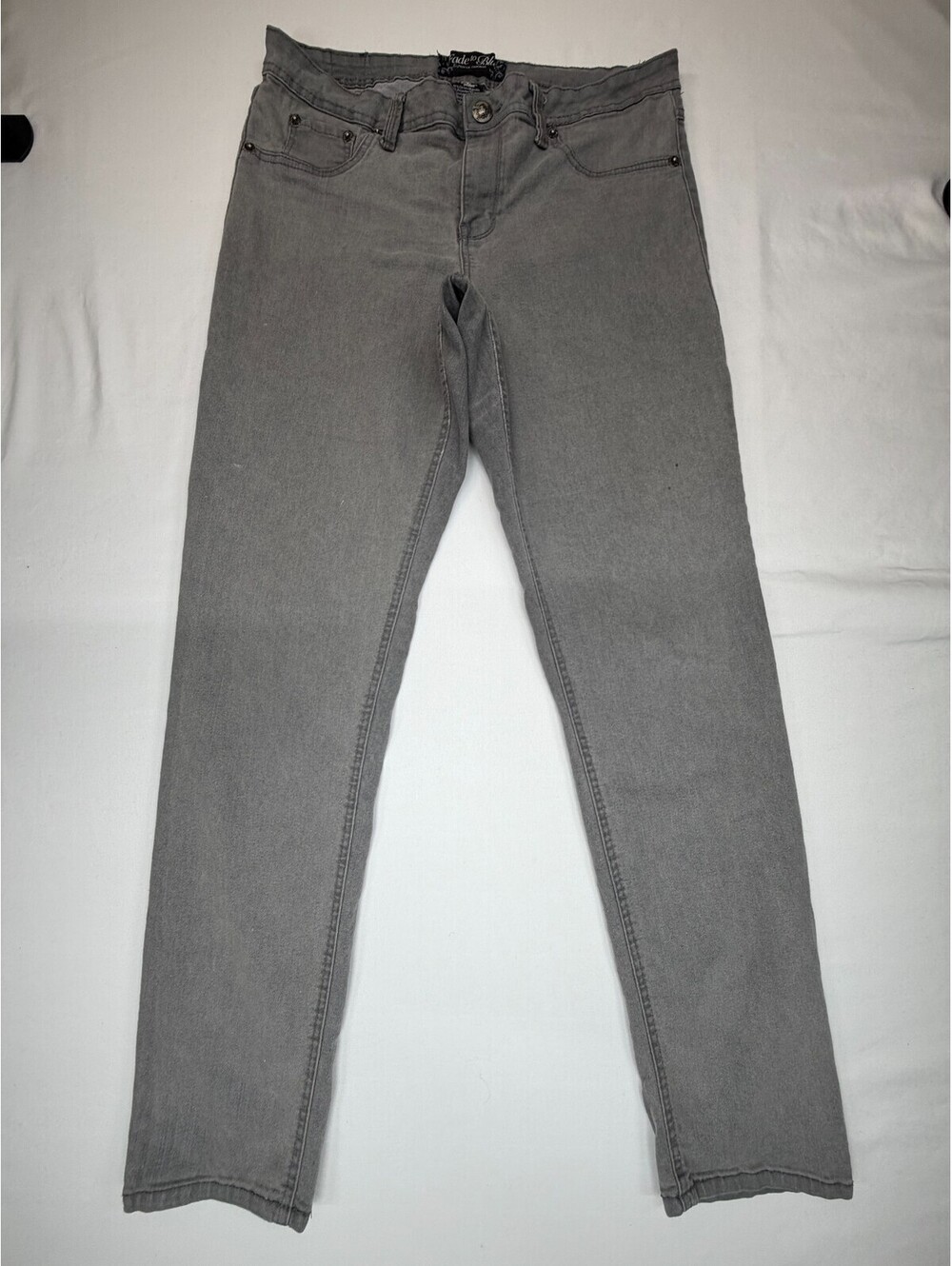 Fade to Blue Women’s Jeans  Straight Mid Rise Denim 5 Pocket Size 14 Gray